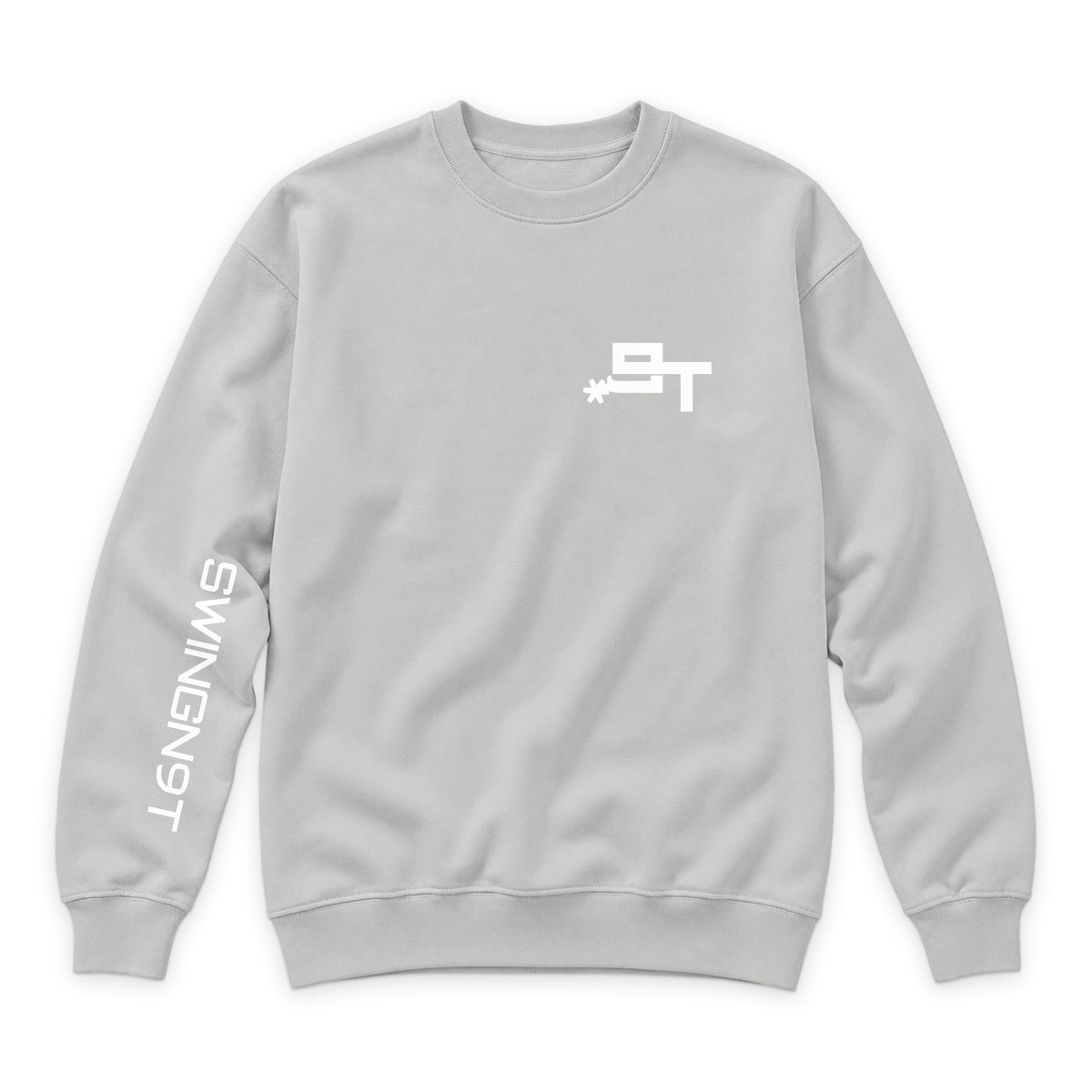 PSLM 50:10 Crewneck — Dove Grey — front view on white