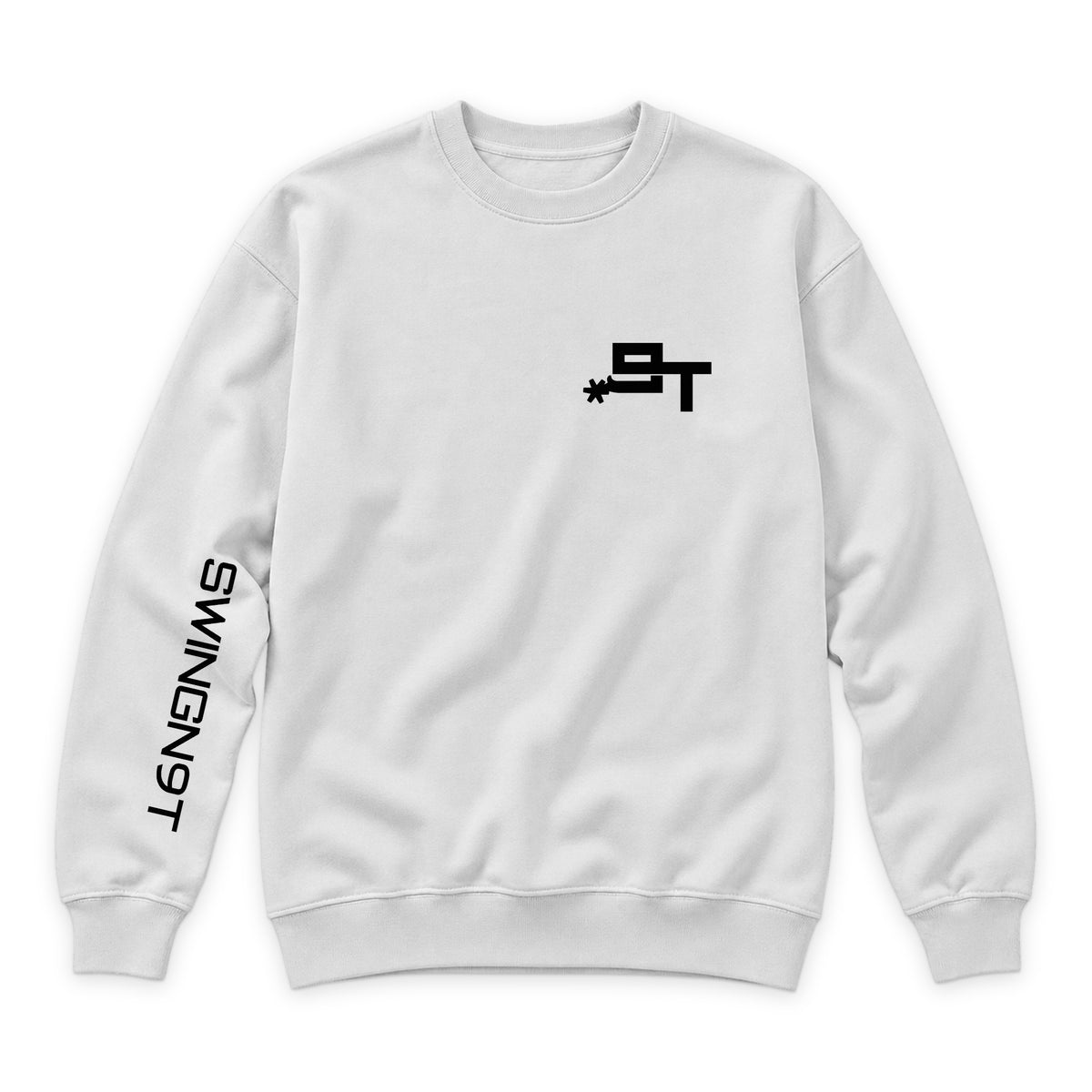 PSLM 50:10 Crewneck — White — front view on white