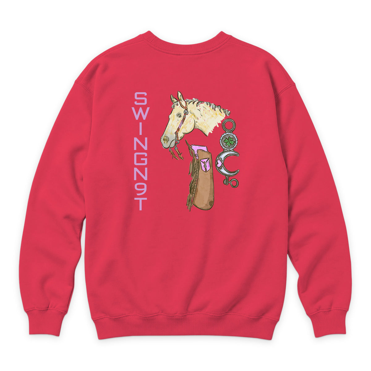 Midnight Mystic Crewneck — Cardinal — back view on white