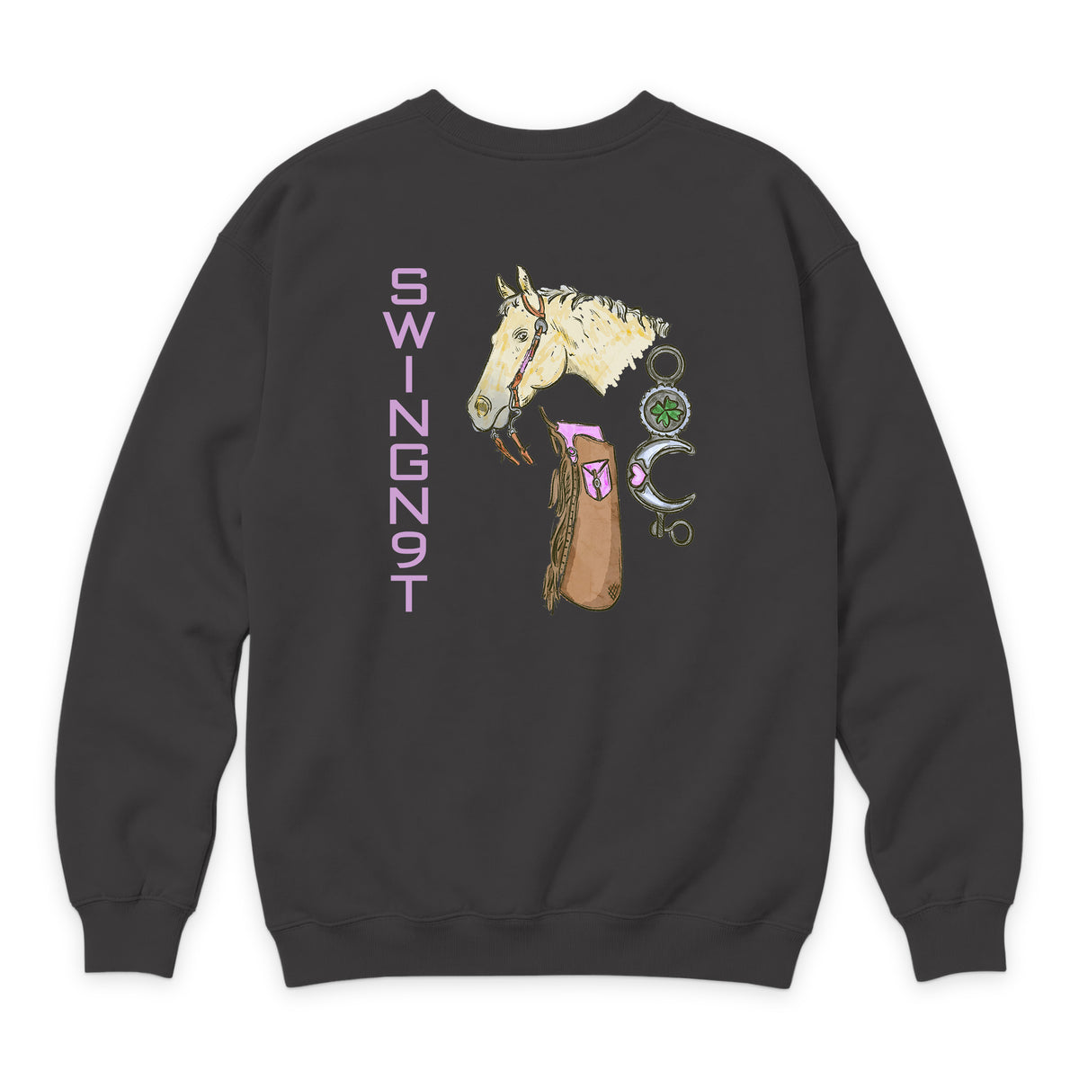 Midnight Mystic Crewneck — Smoke — back view on white