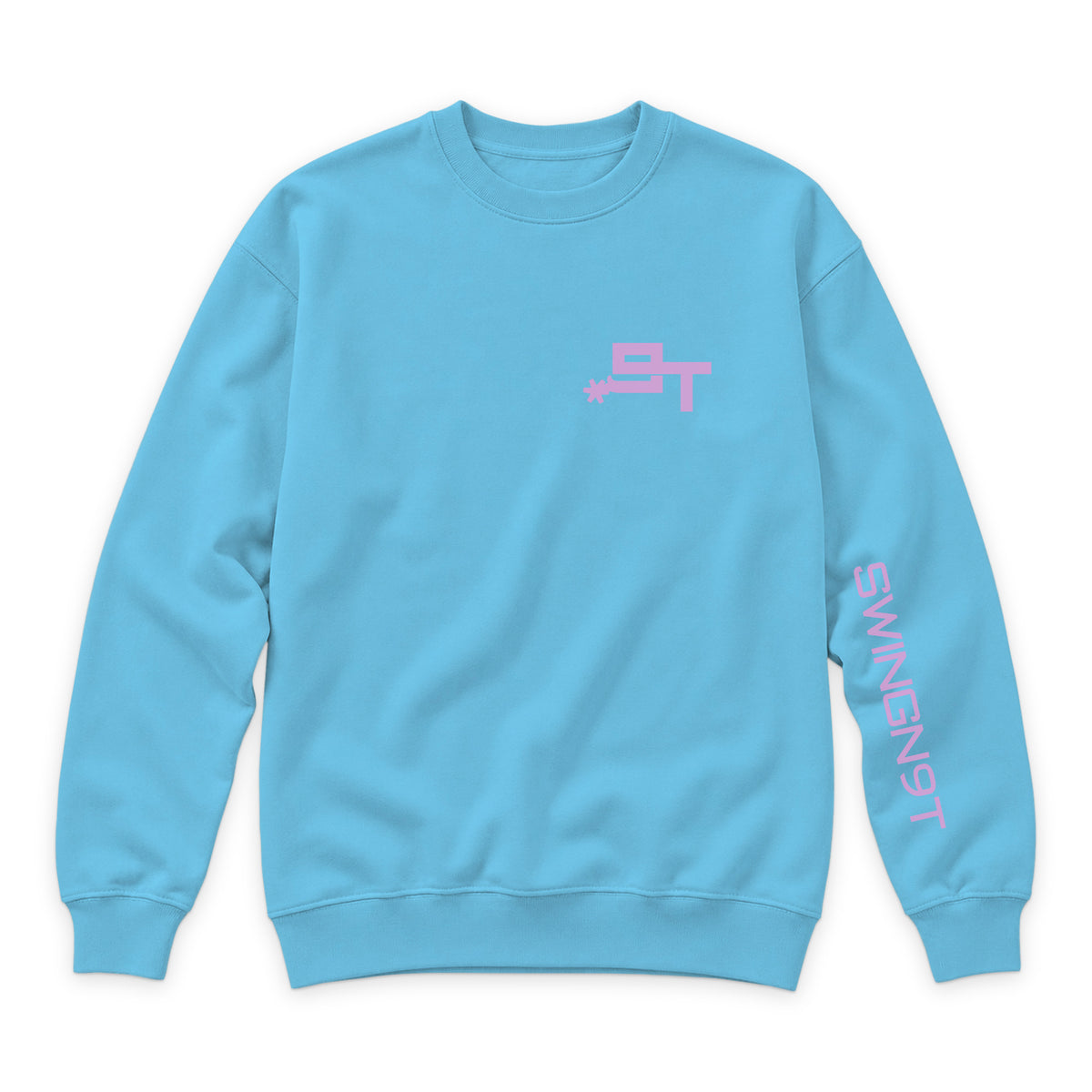 Midnight Mystic Crewneck — Ocean Blue — front view on white