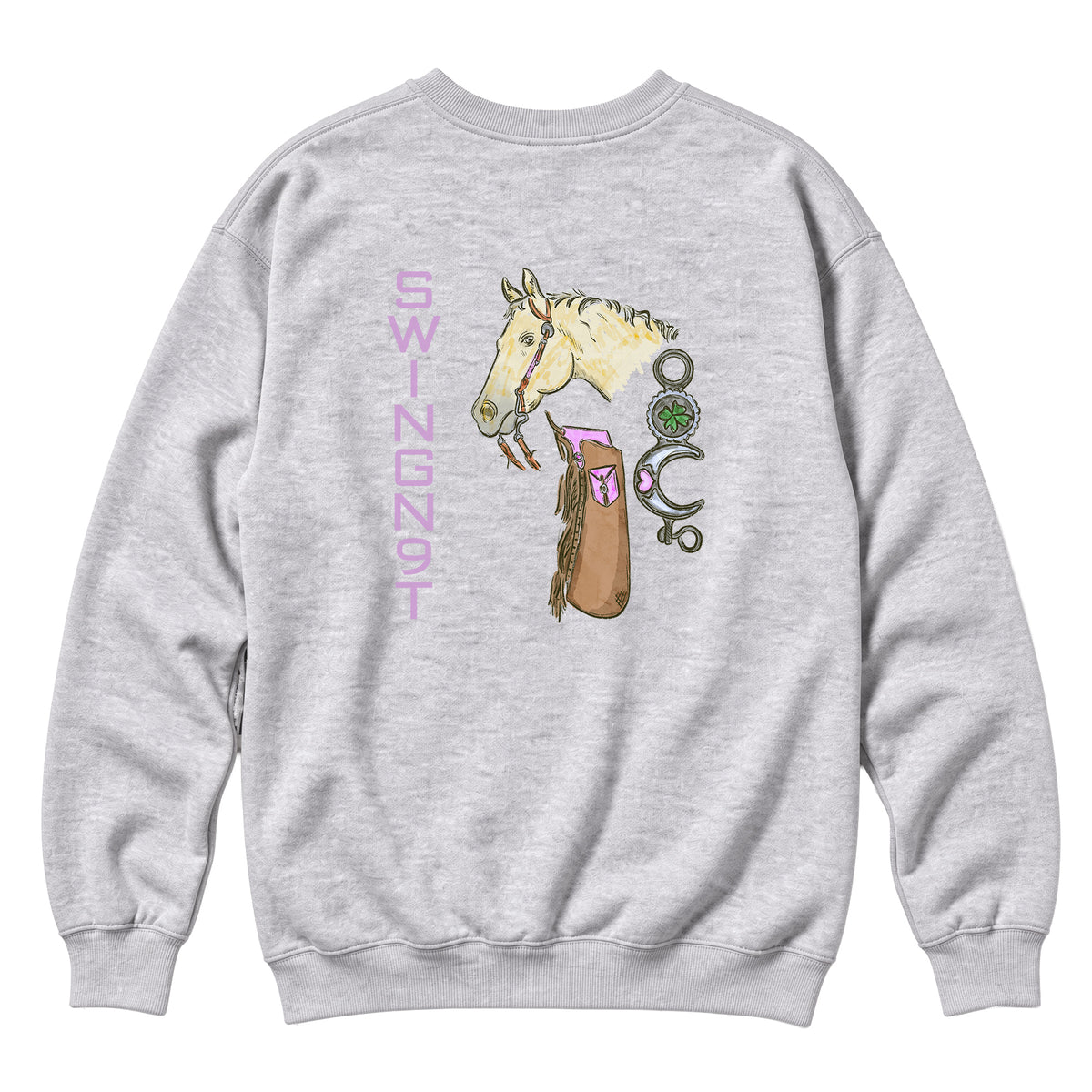 Midnight Mystic Crewneck / Heather Grey / back on white