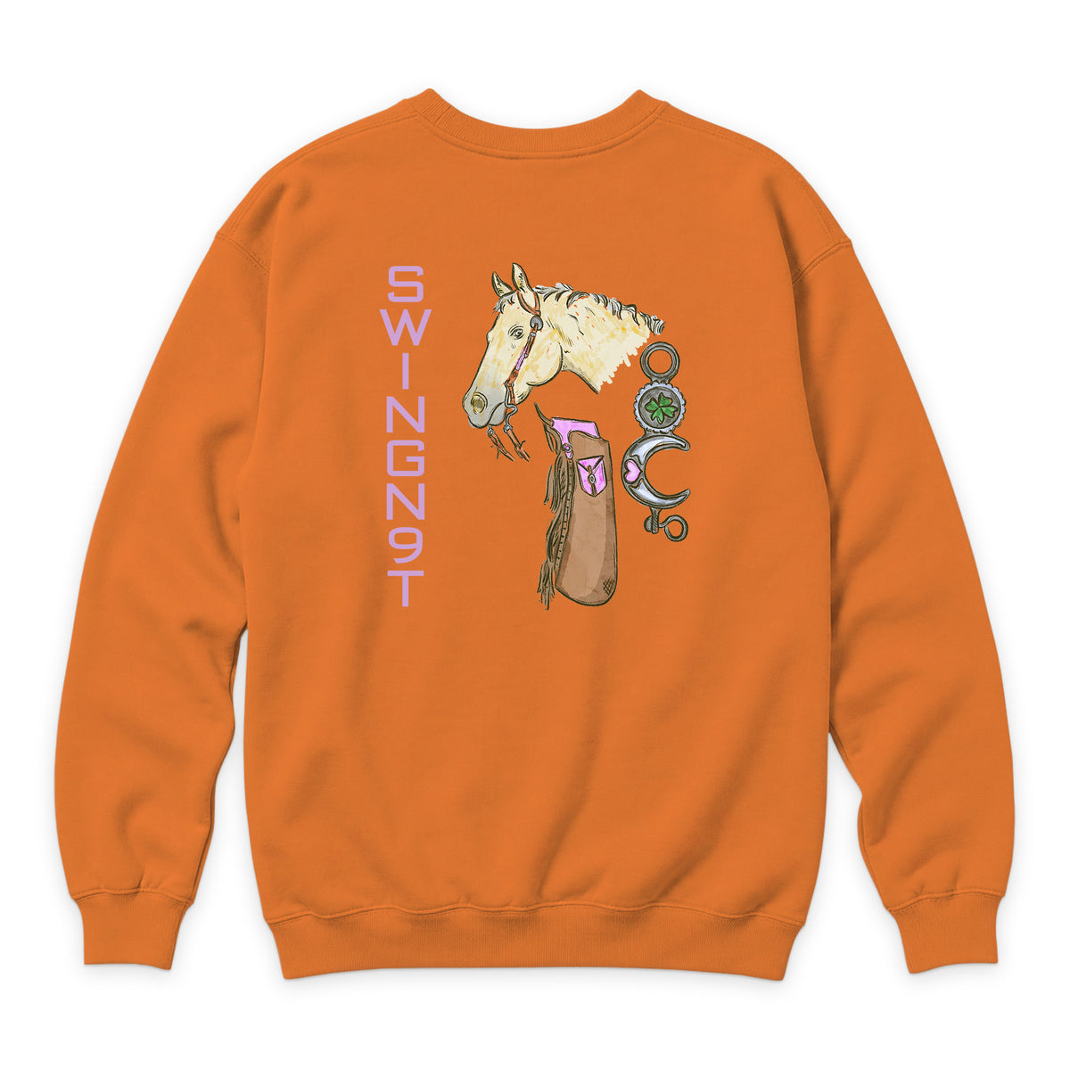 Midnight Mystic Crewneck — Carrot — back view on white