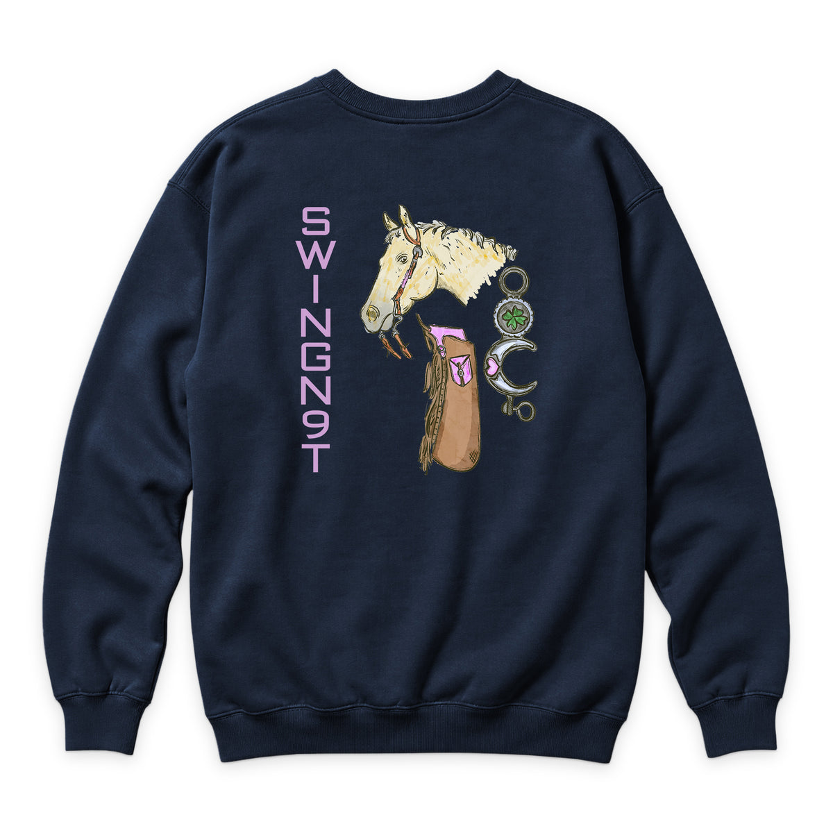 Midnight Mystic Crewneck — Navy — back view on white