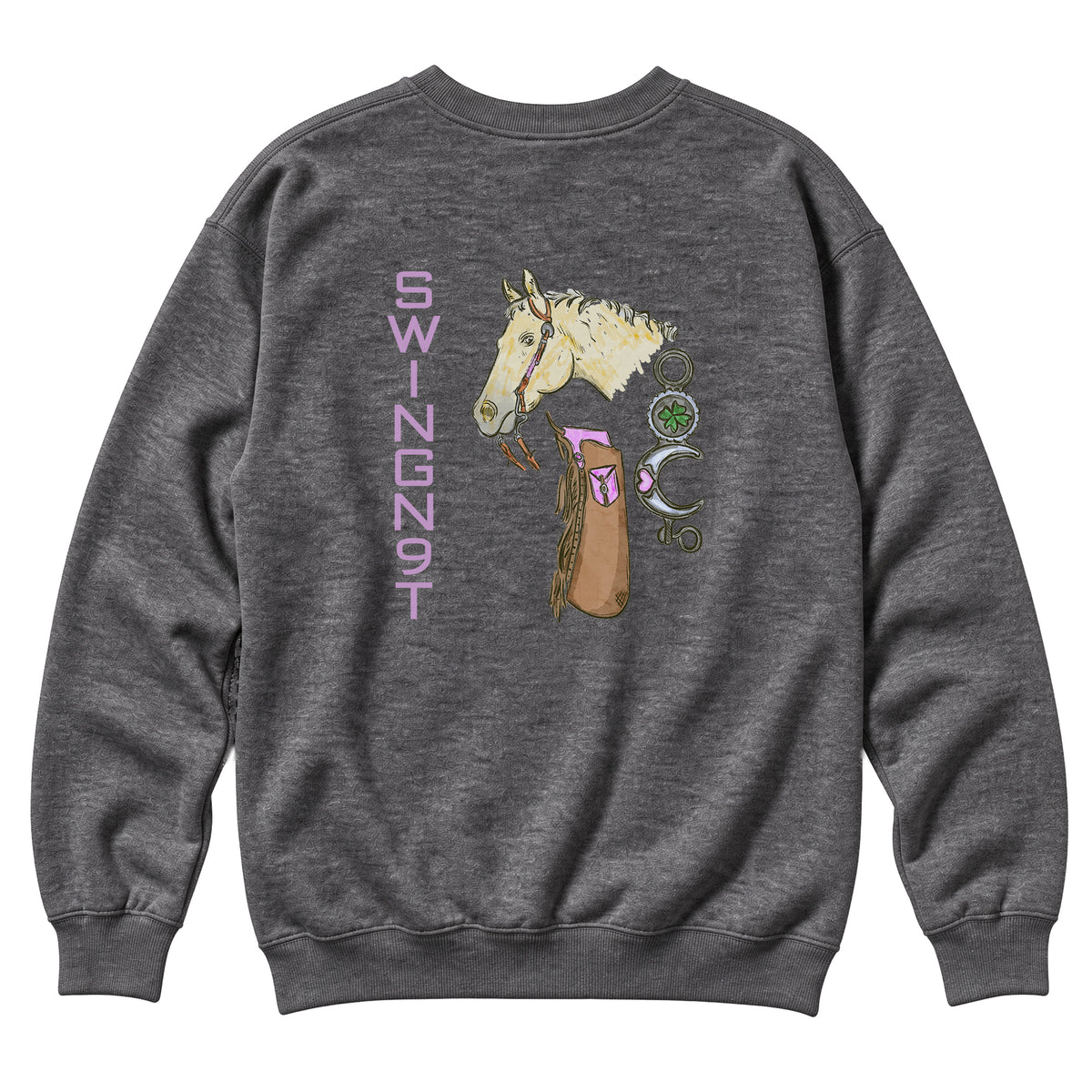 Midnight Mystic Crewneck / Charcoal Heather / back on white