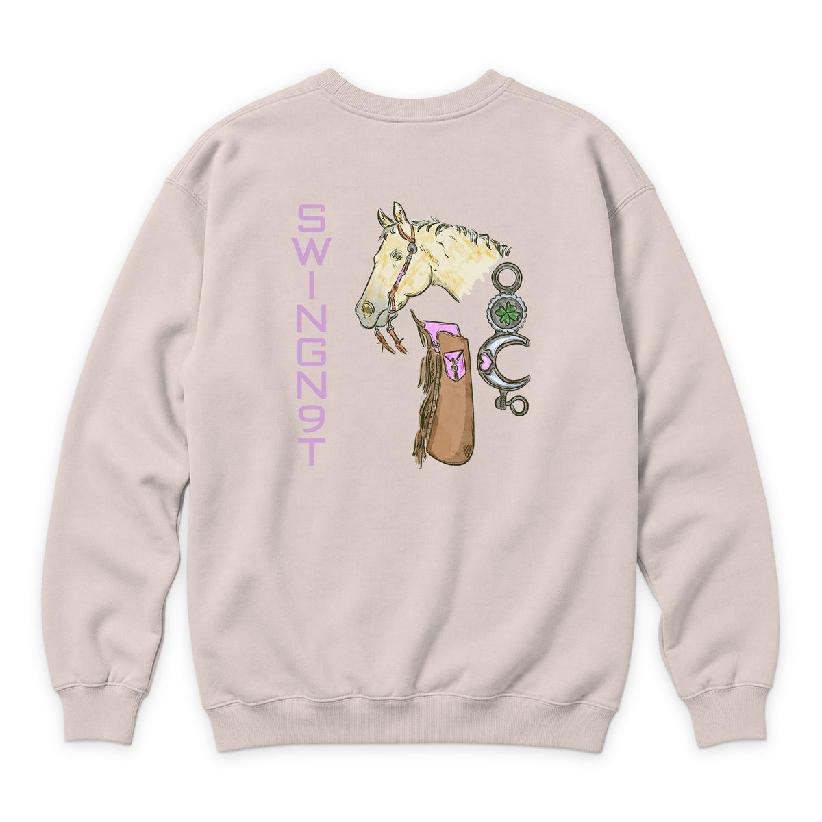 Midnight Mystic Crewneck — Pale Pink — back view on white