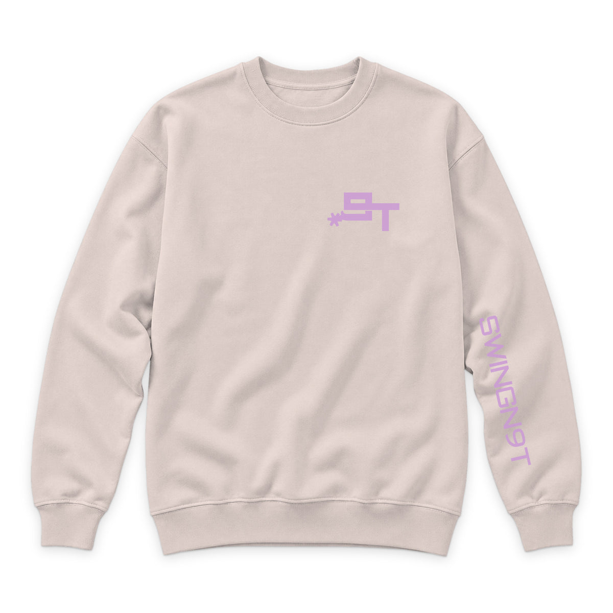Midnight Mystic Crewneck — Pale Pink — front view on white