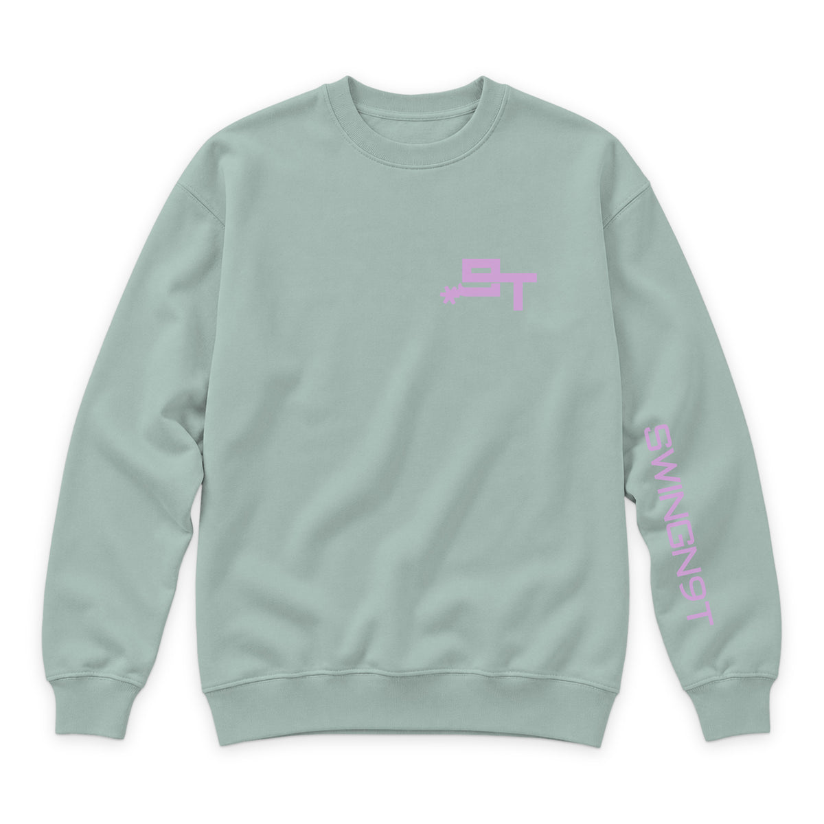 Midnight Mystic Crewneck — Seafoam — front view on white