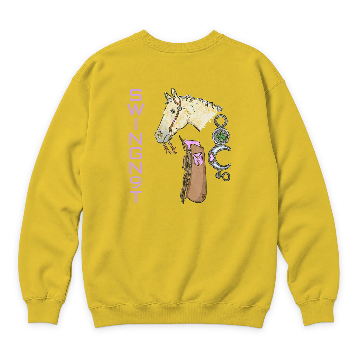 Midnight Mystic Crewneck — Lemon — back view on white