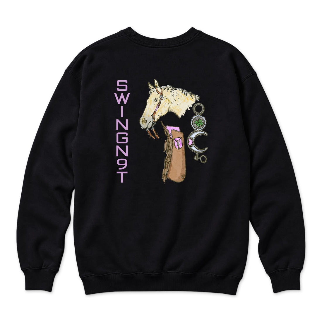 Midnight Mystic Crewneck — Black — back view on white