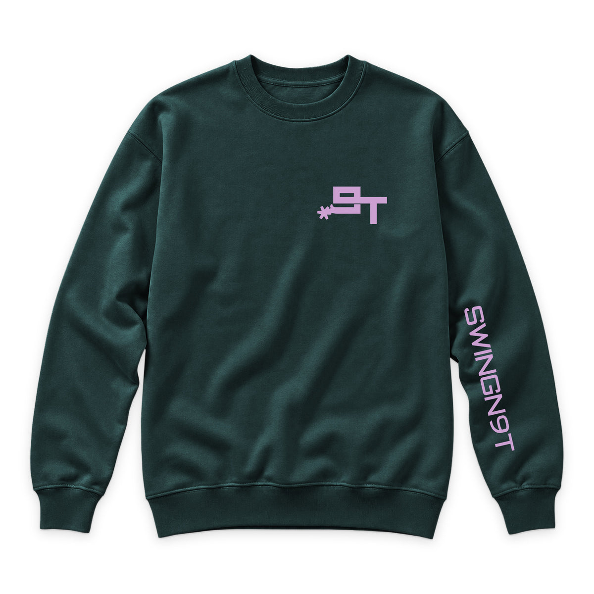 Midnight Mystic Crewneck — Sports Green — front view on white