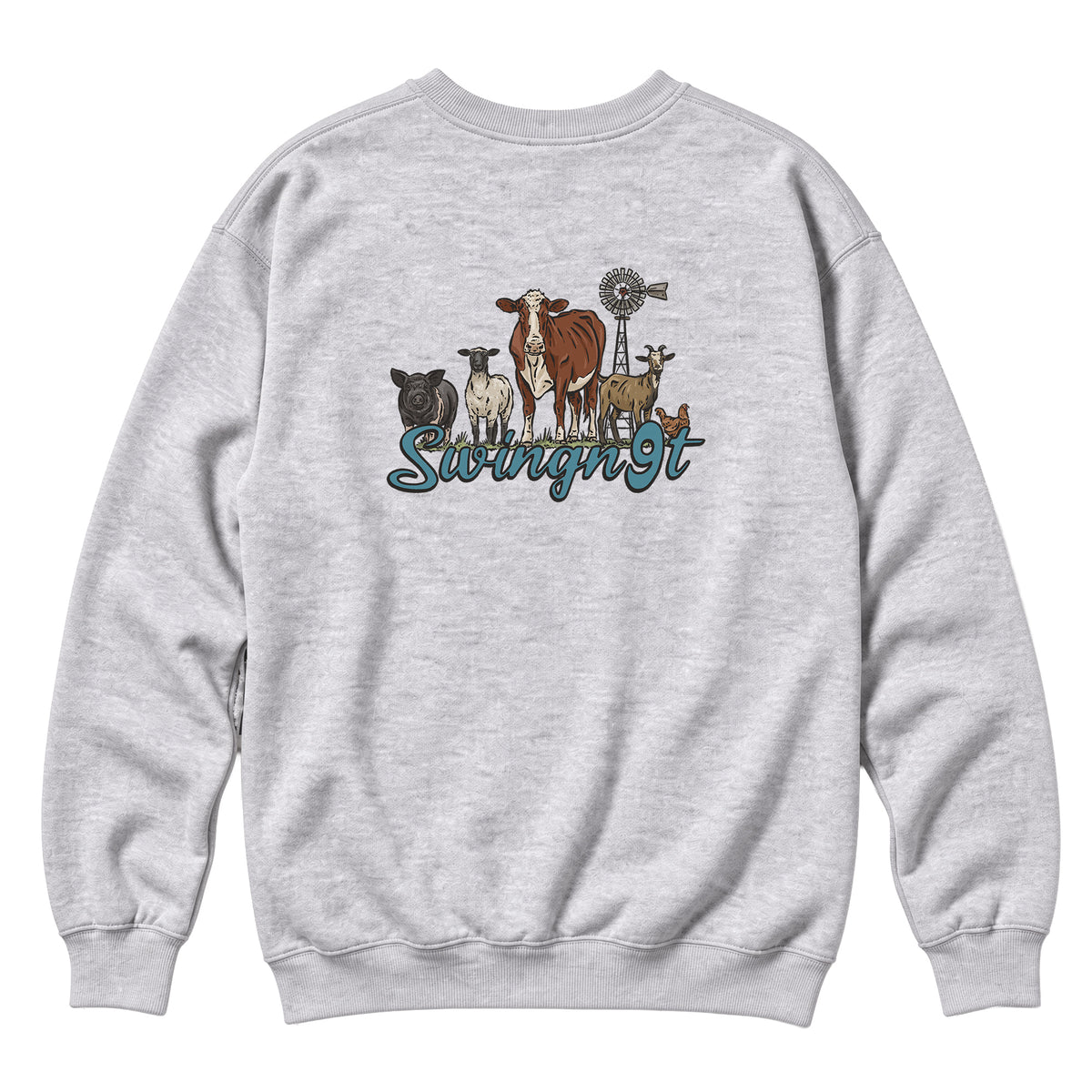 Livestock Crewneck / Heather Grey / back on white