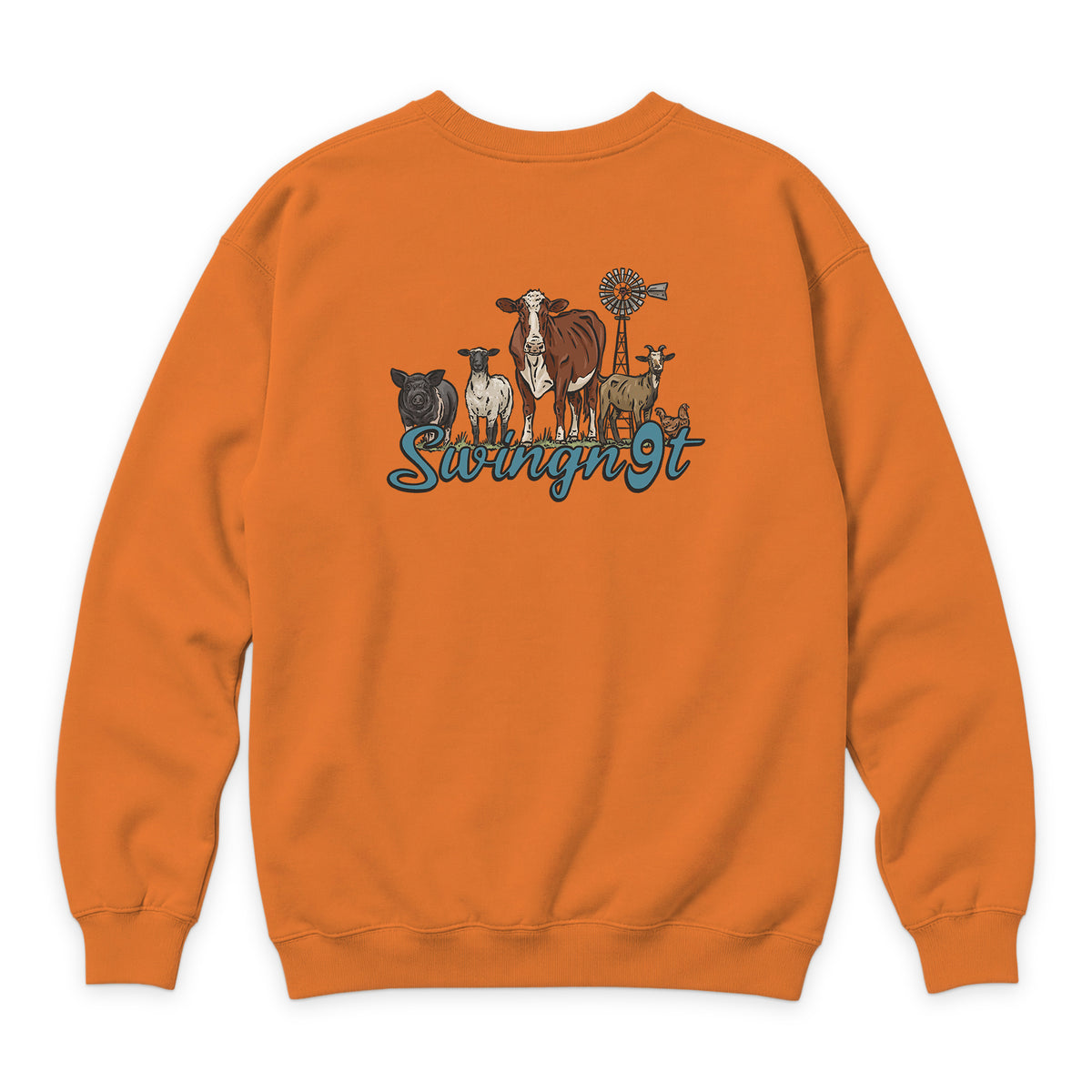 Livestock Crewneck — Carrot — back view on white
