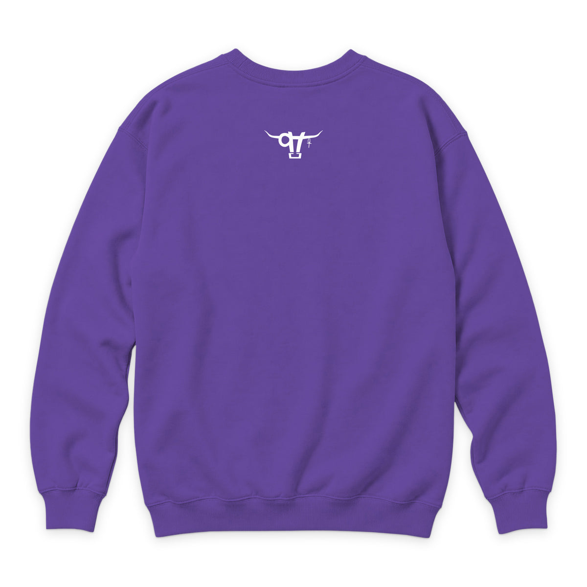 If God Said It Crewneck — Purple — back view on white