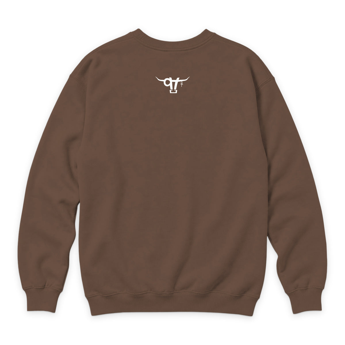If God Said It Crewneck — Chestnut — back view on white