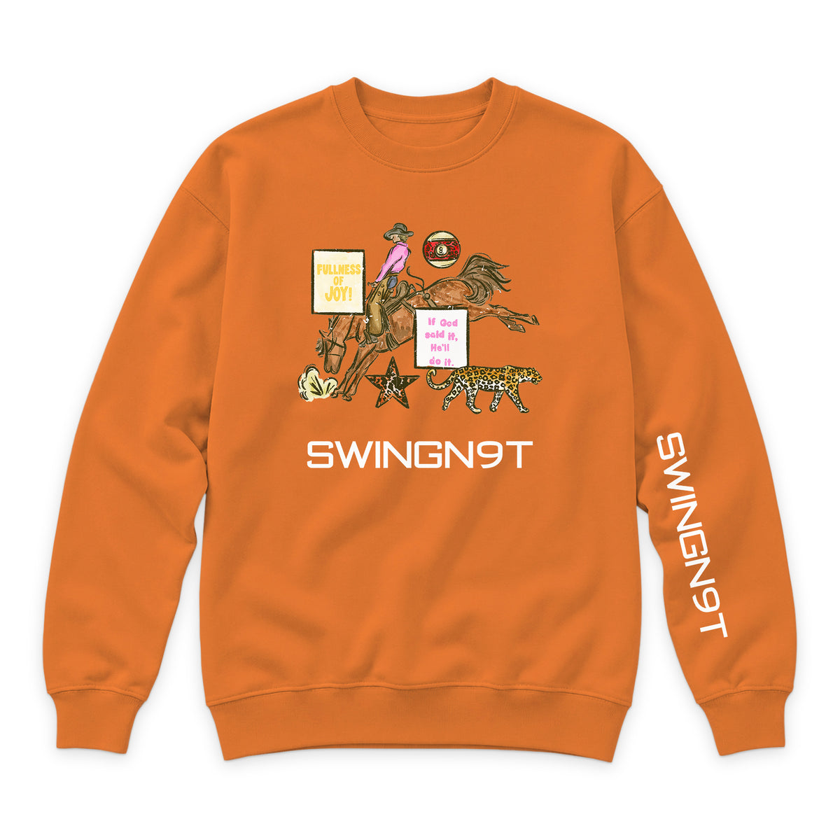 If God Said It Crewneck — Carrot — front view on white