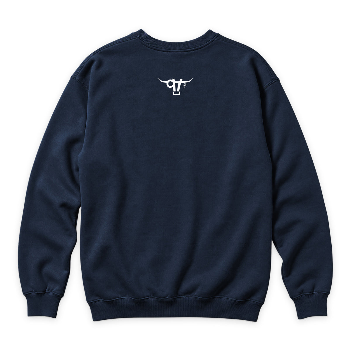 If God Said It Crewneck — Navy — back view on white