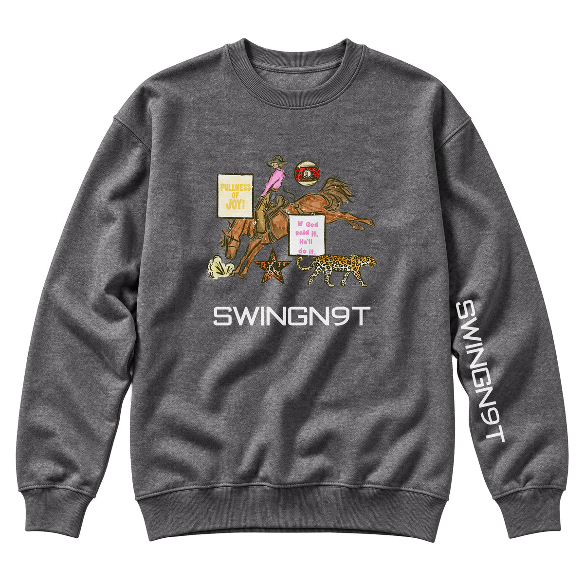If God Said It Crewneck / Charcoal Heather / front on white