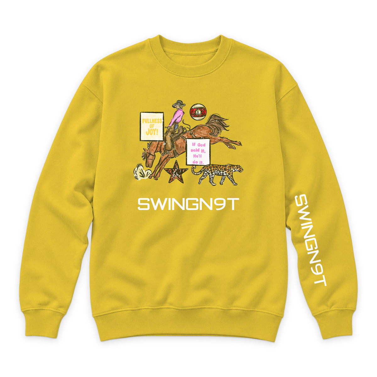 If God Said It Crewneck — Lemon — front view on white