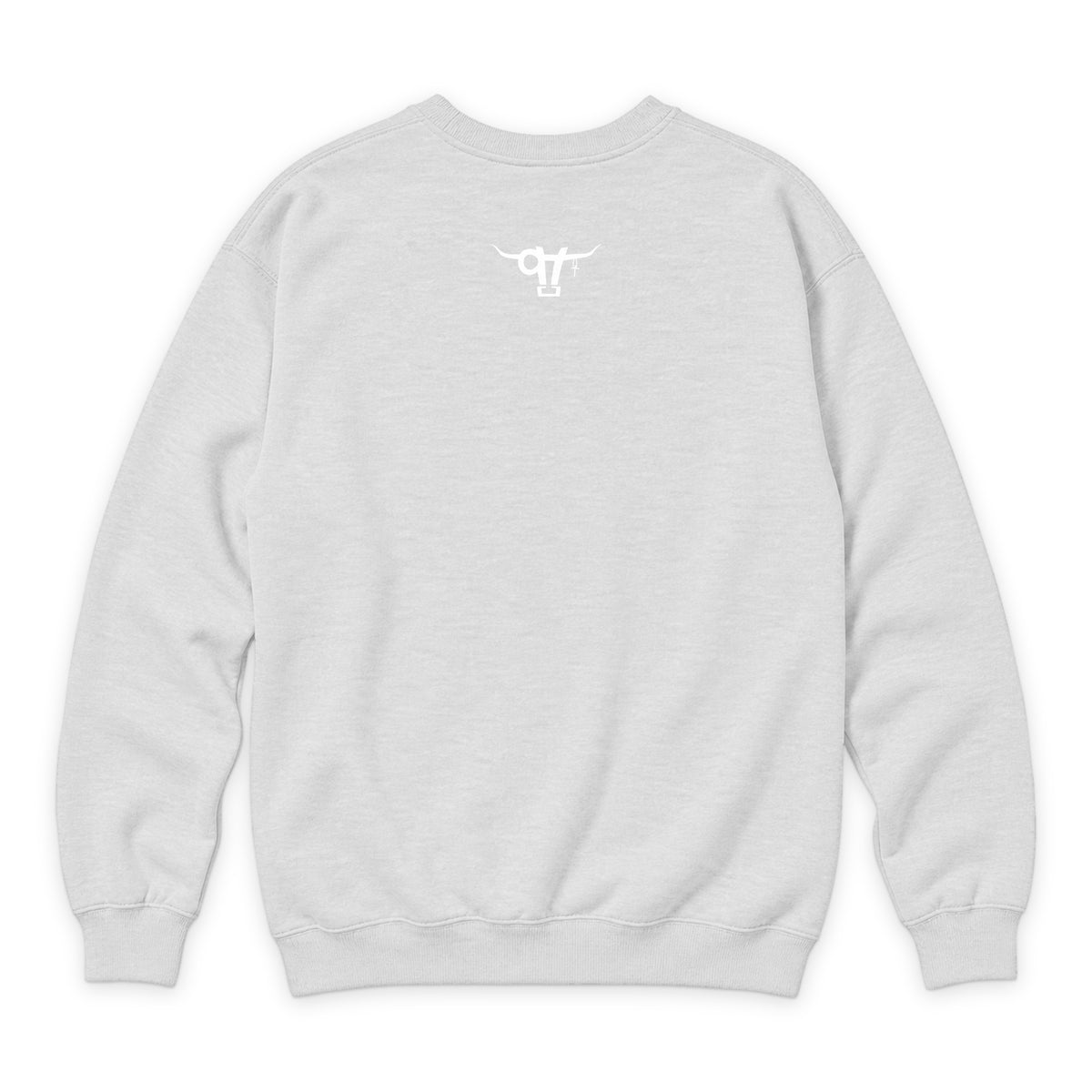 If God Said It Crewneck — Oatmeal Heather — back view on white