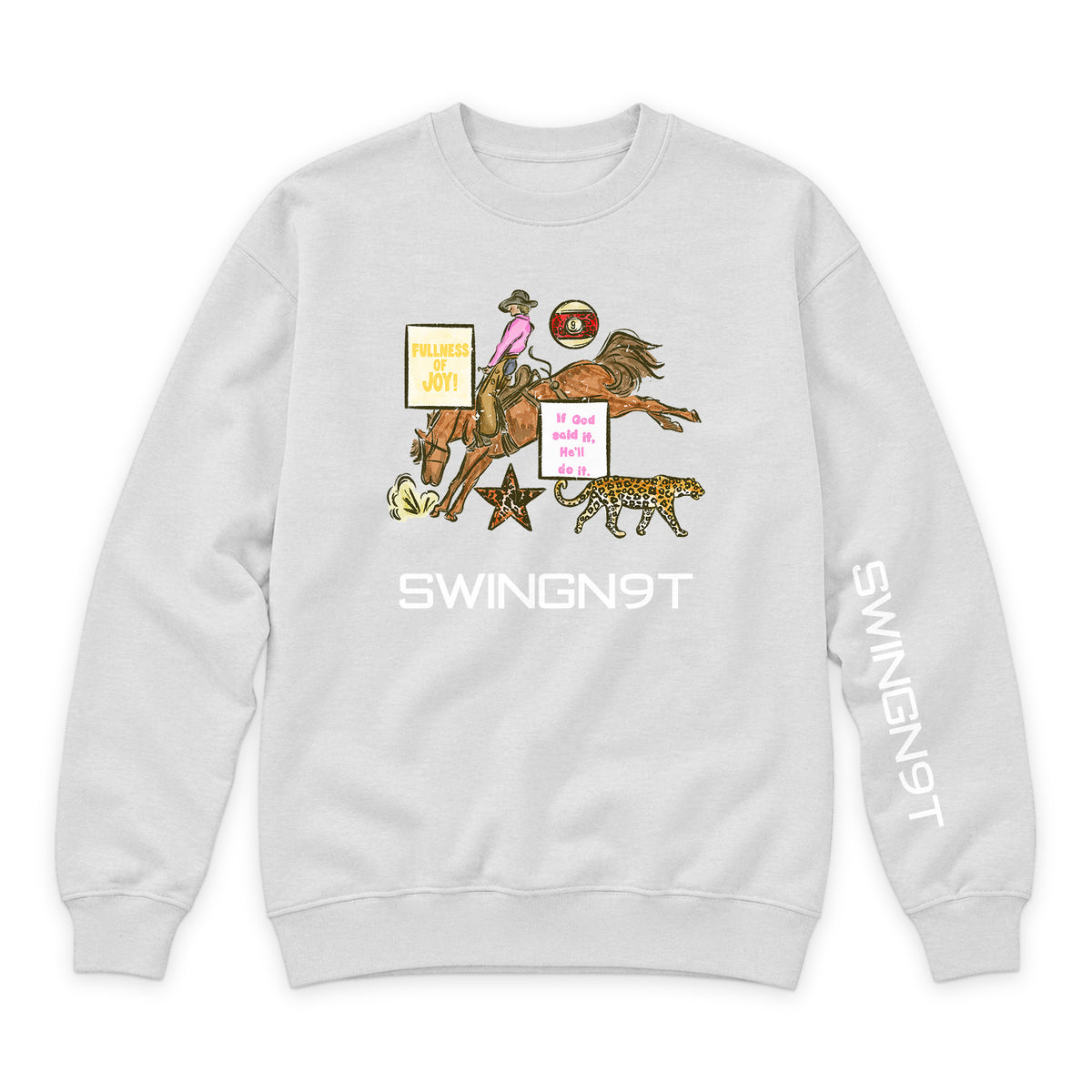 If God Said It Crewneck — Oatmeal Heather — front view on white