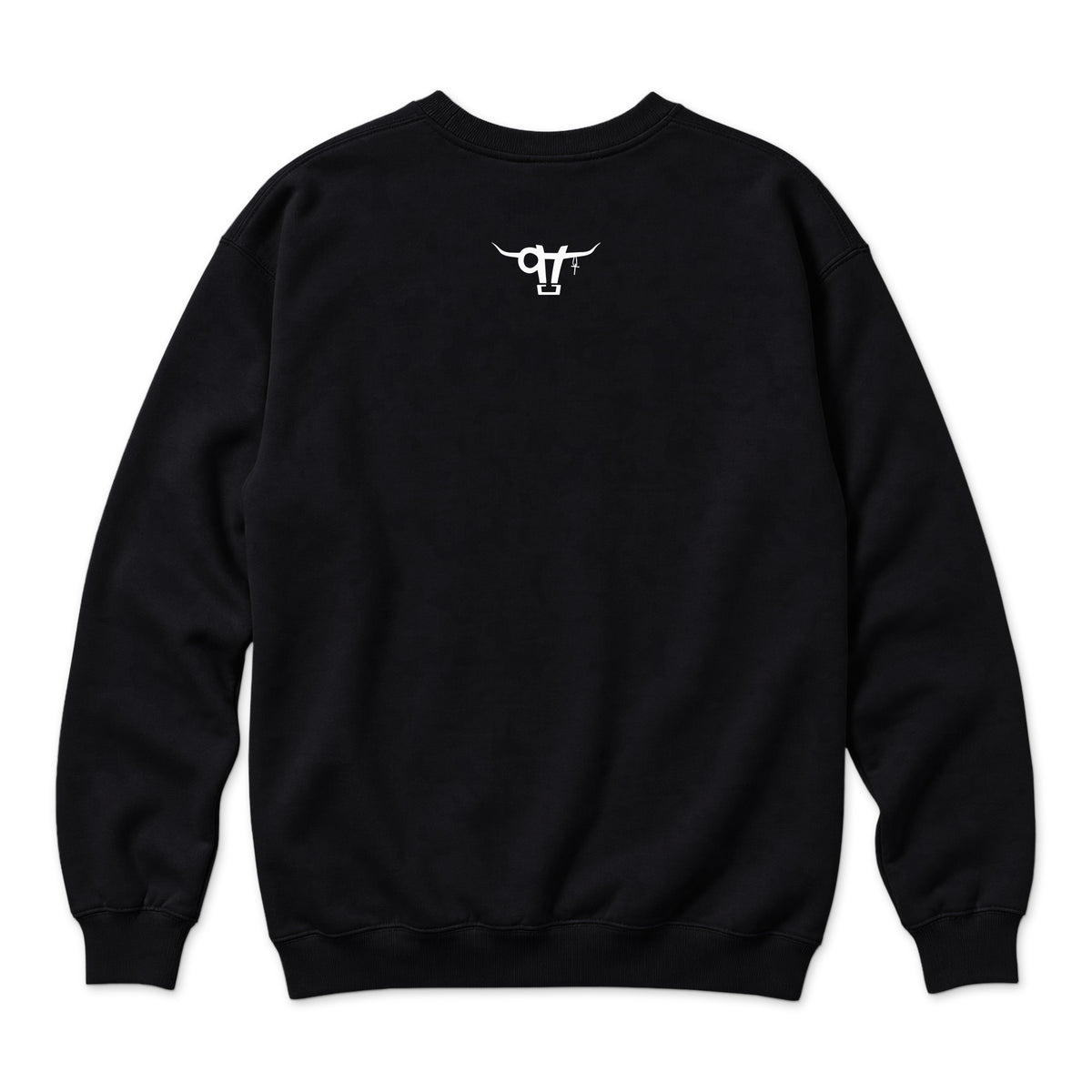 If God Said It Crewneck — Black — back view on white