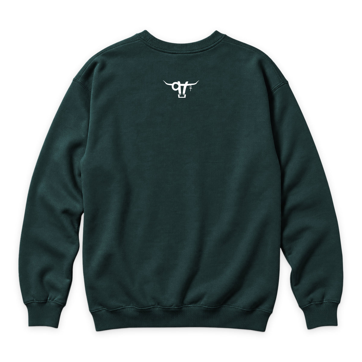 If God Said It Crewneck — Sports Green — back view on white