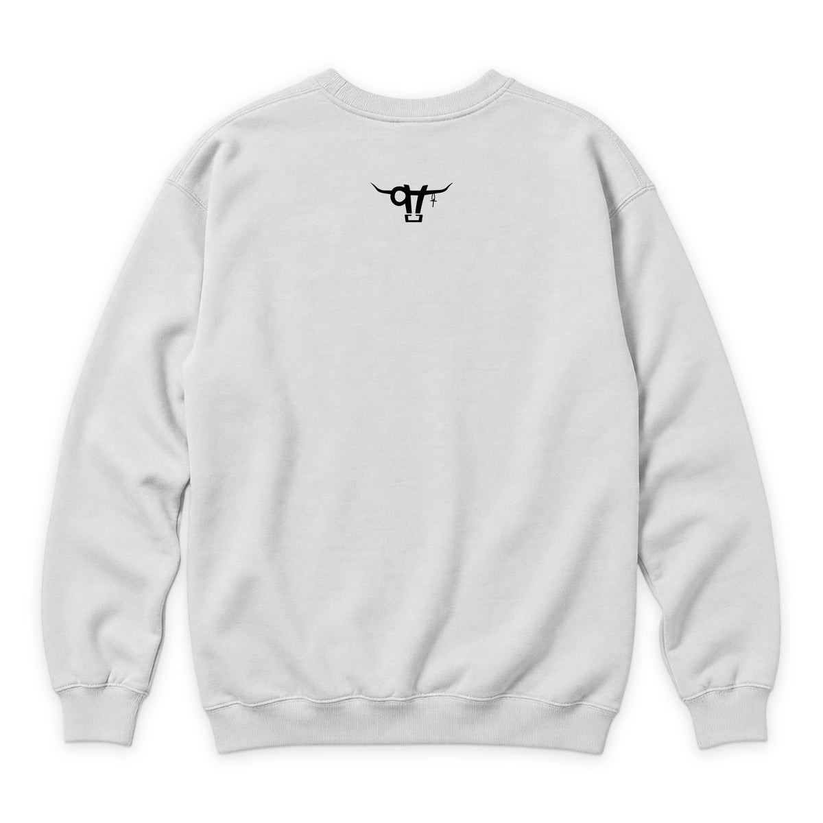 If God Said It Crewneck — White — back view on white