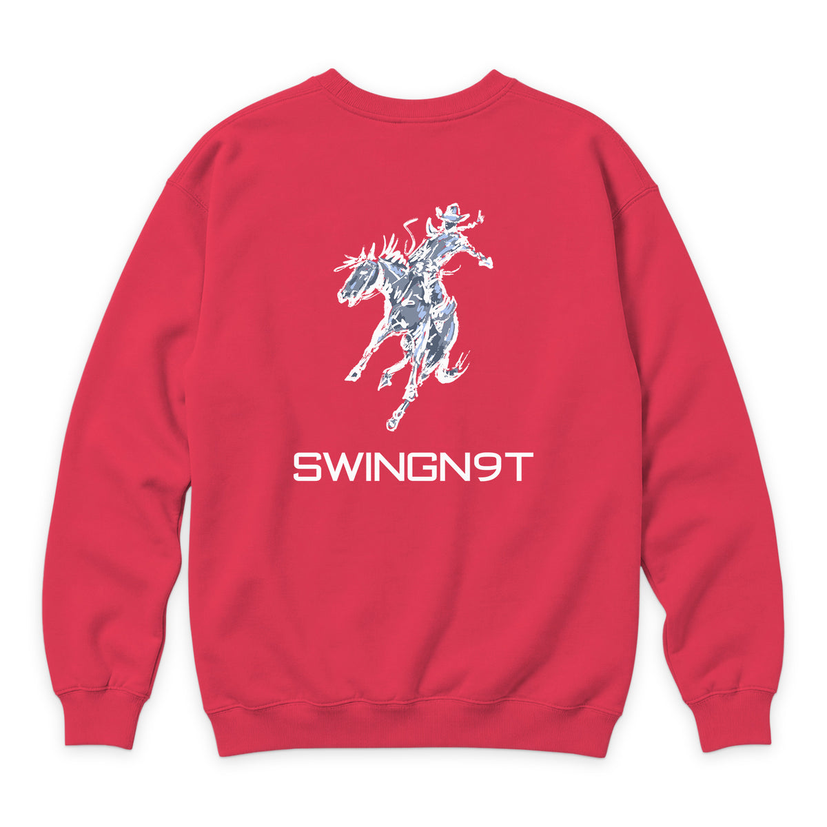 High Voltage Crewneck — Cardinal — back view on white