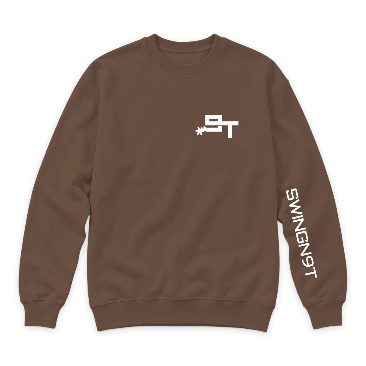 High Voltage Crewneck — Chestnut — front view on white