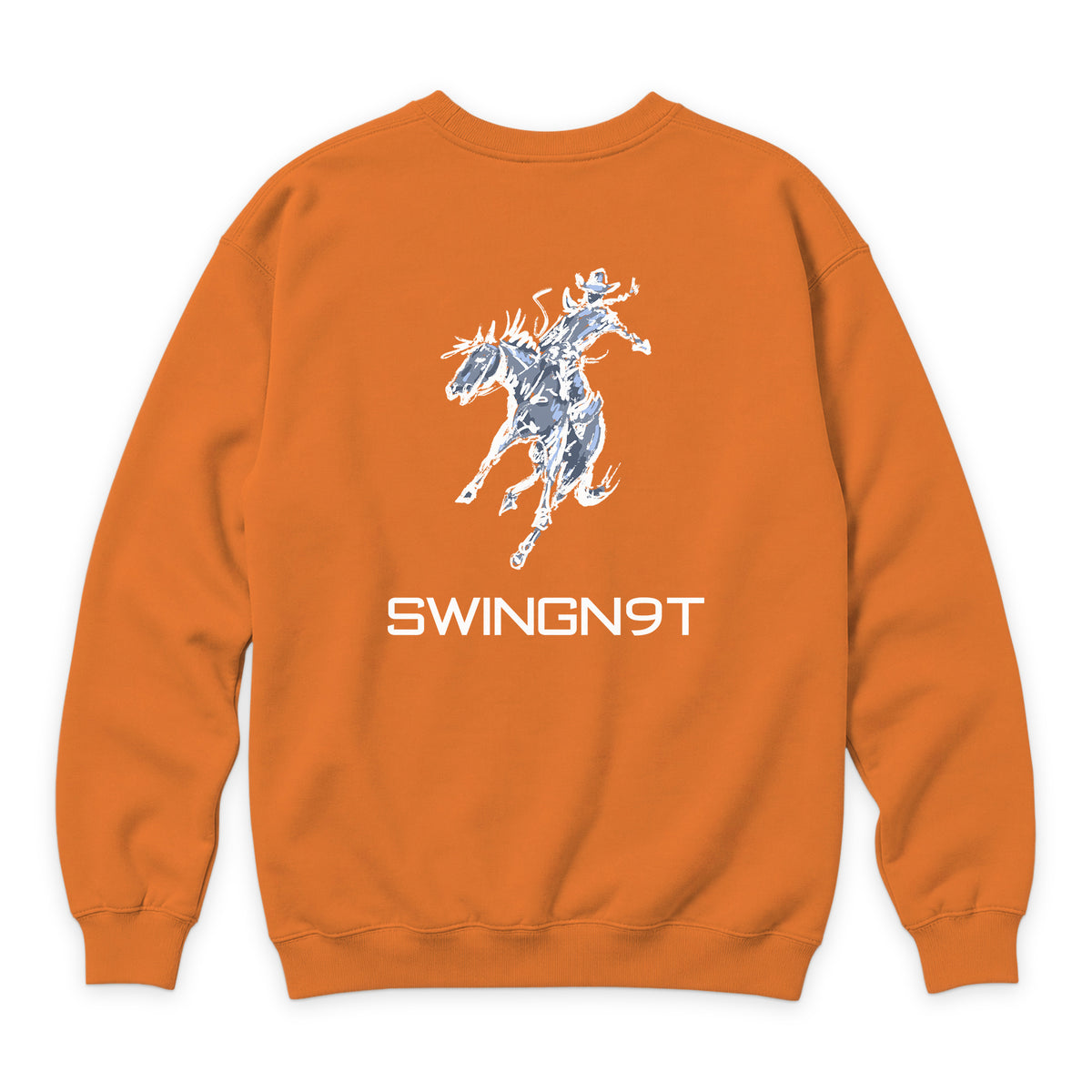 High Voltage Crewneck — Carrot — back view on white