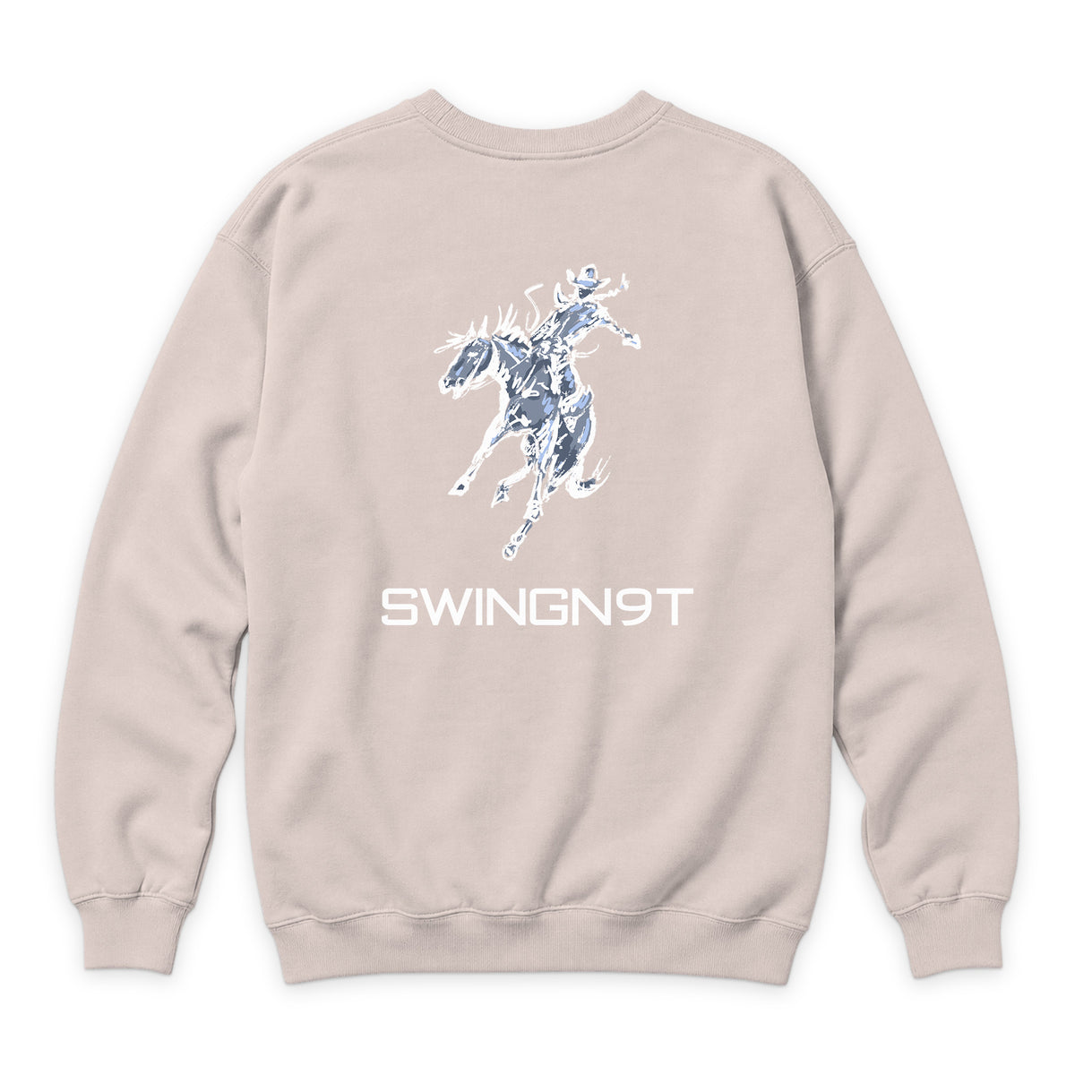 High Voltage Crewneck — Pale Pink — back view on white