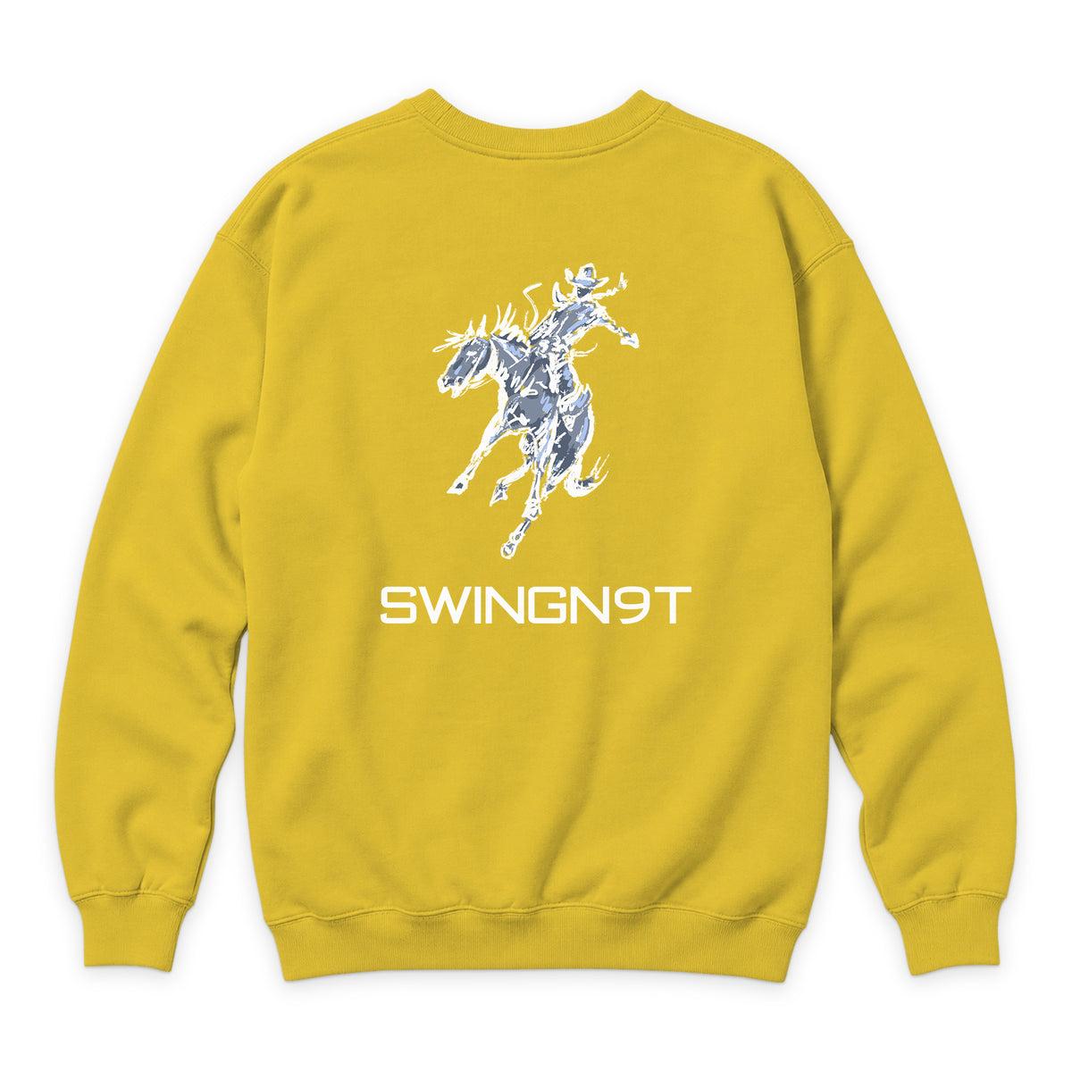 High Voltage Crewneck — Lemon — back view on white