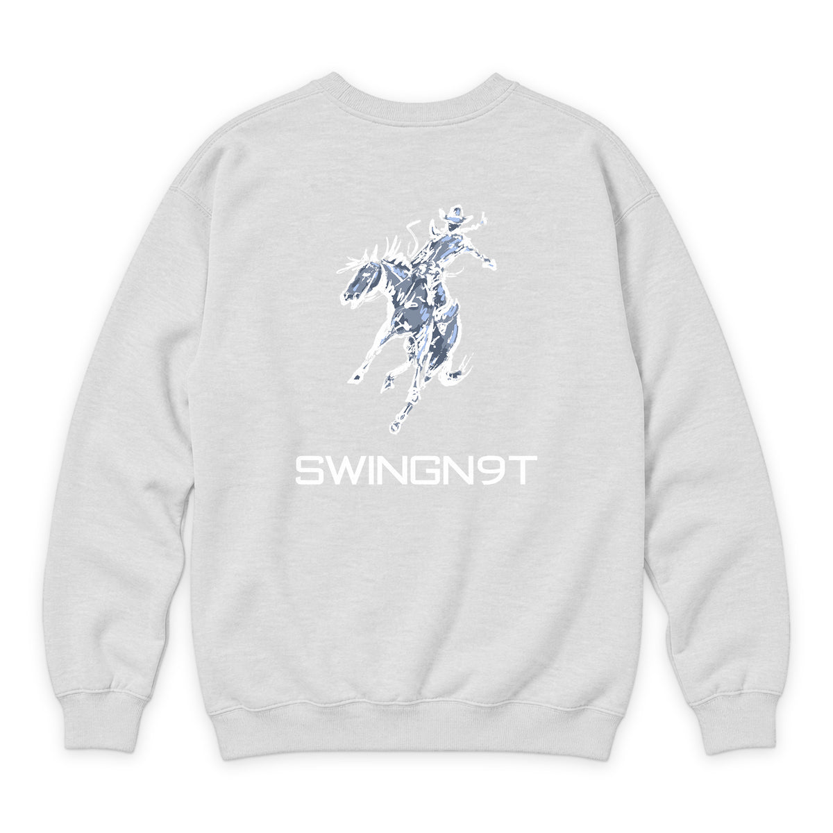 High Voltage Crewneck — Oatmeal Heather — back view on white