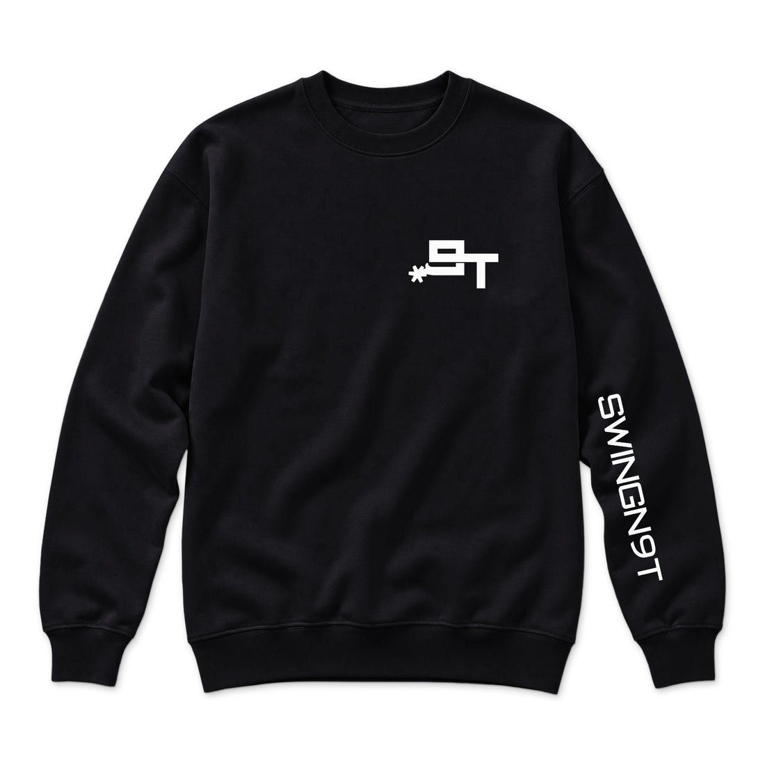 High Voltage Crewneck — Black — back view on white