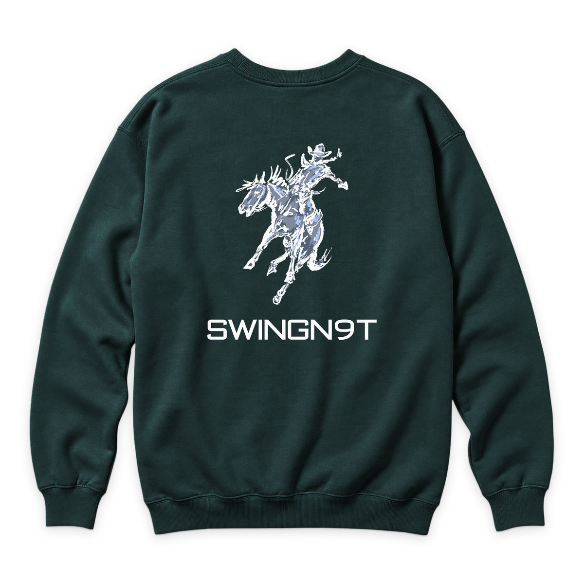 High Voltage Crewneck — Sports Green — back view on white