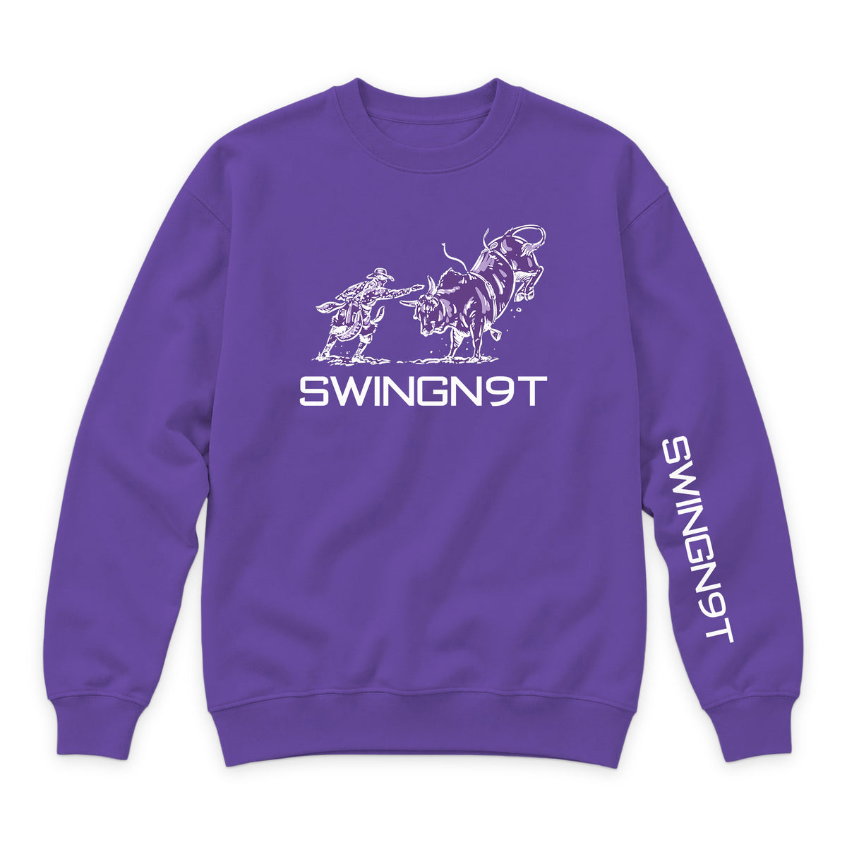 Guardian of the Dirt Crewneck — Purple — front view on white