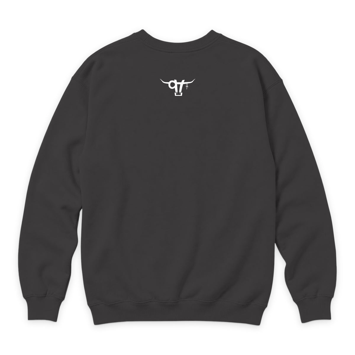 Guardian of the Dirt Crewneck — Smoke — back view on white