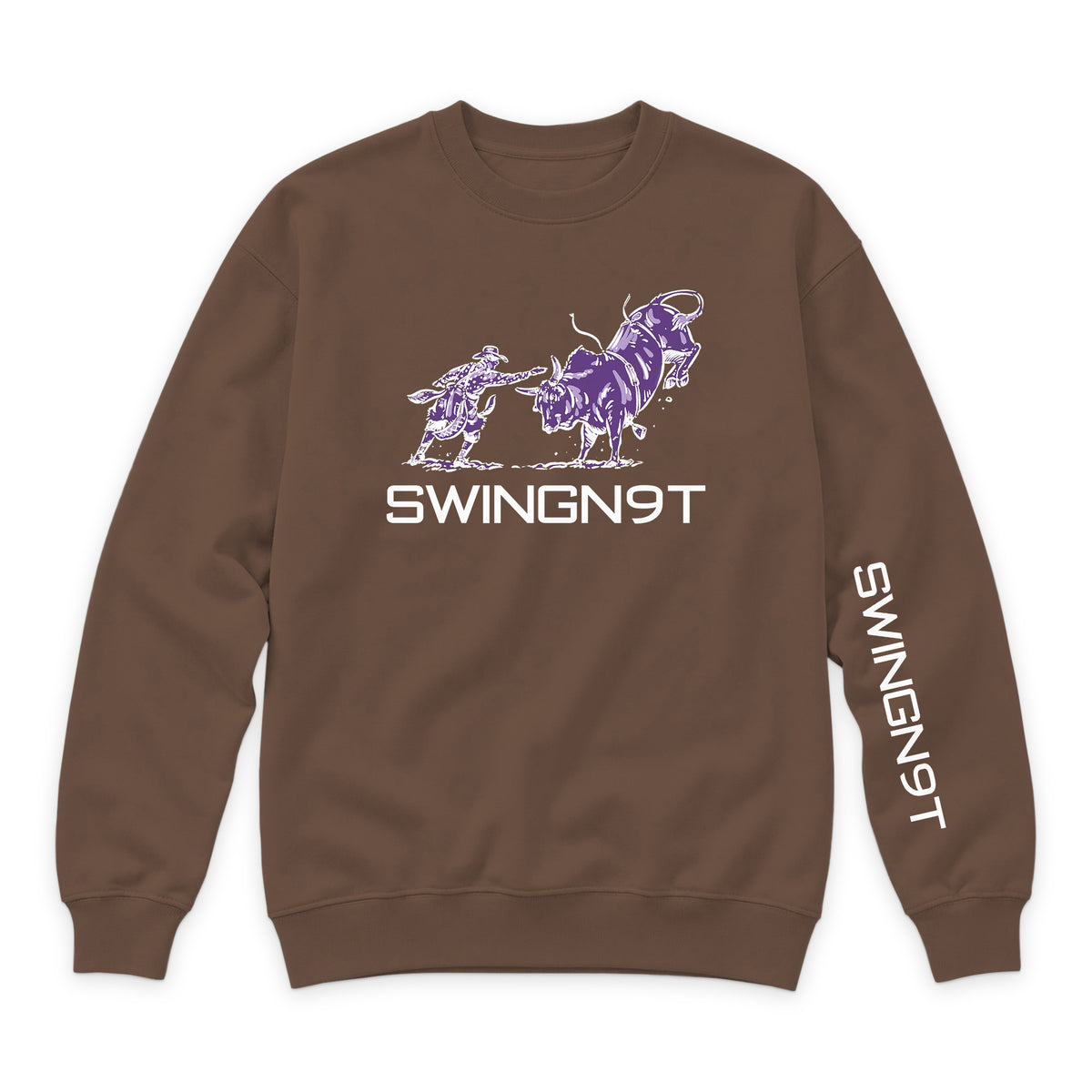 Guardian of the Dirt Crewneck — Chestnut — front view on white