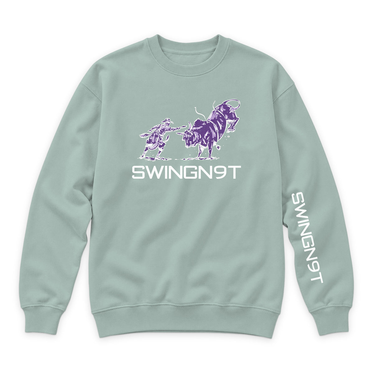 Guardian of the Dirt Crewneck — Seafoam — front view on white