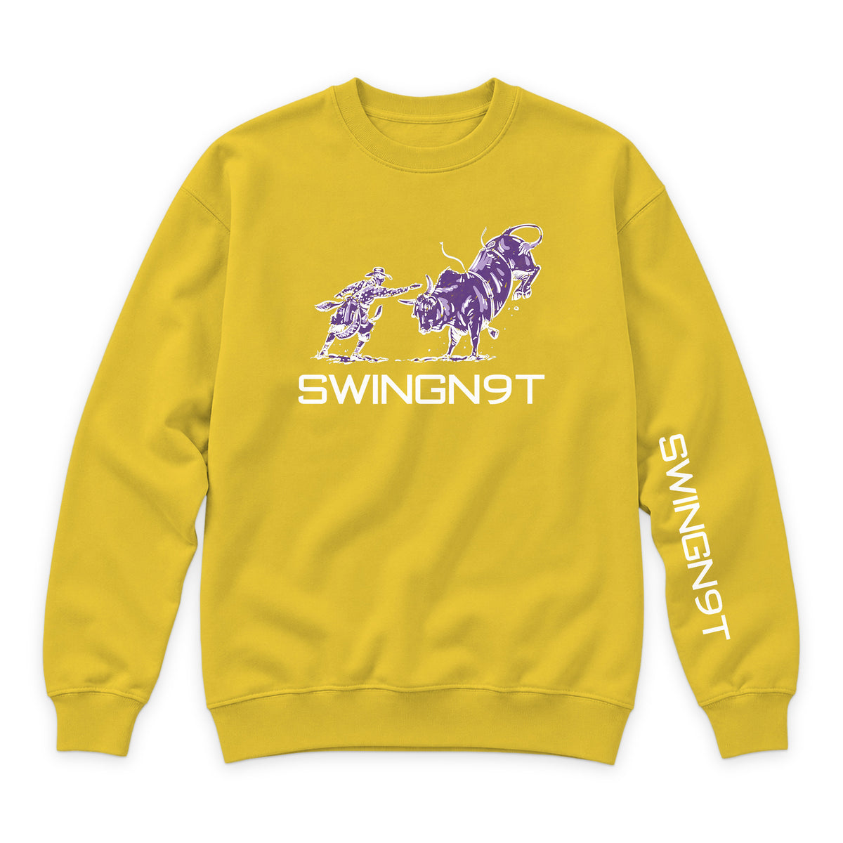 Guardian of the Dirt Crewneck — Lemon — front view on white