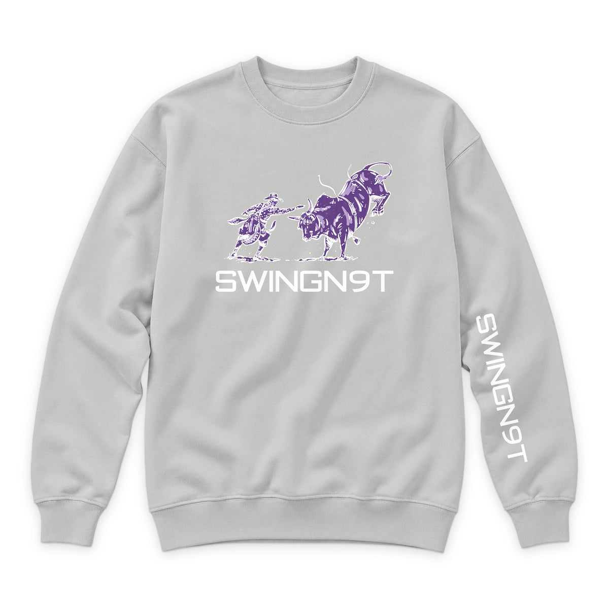 Guardian of the Dirt Crewneck — Dove Grey — front view on white