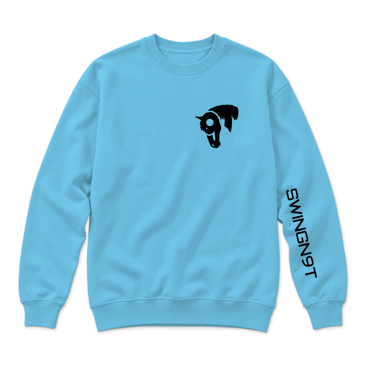 Fear No Valley Crewneck / Ocean Blue / front on white