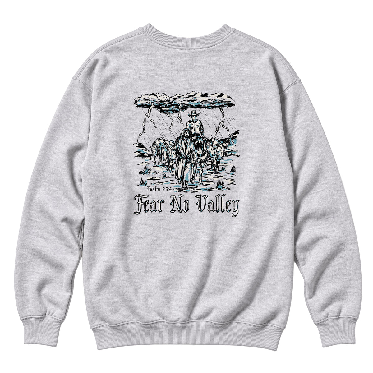 Fear No Valley Crewneck / Heather Grey / back on white