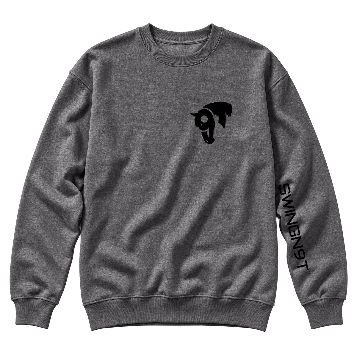 Fear No Valley Crewneck / Charcoal Heather / front on white