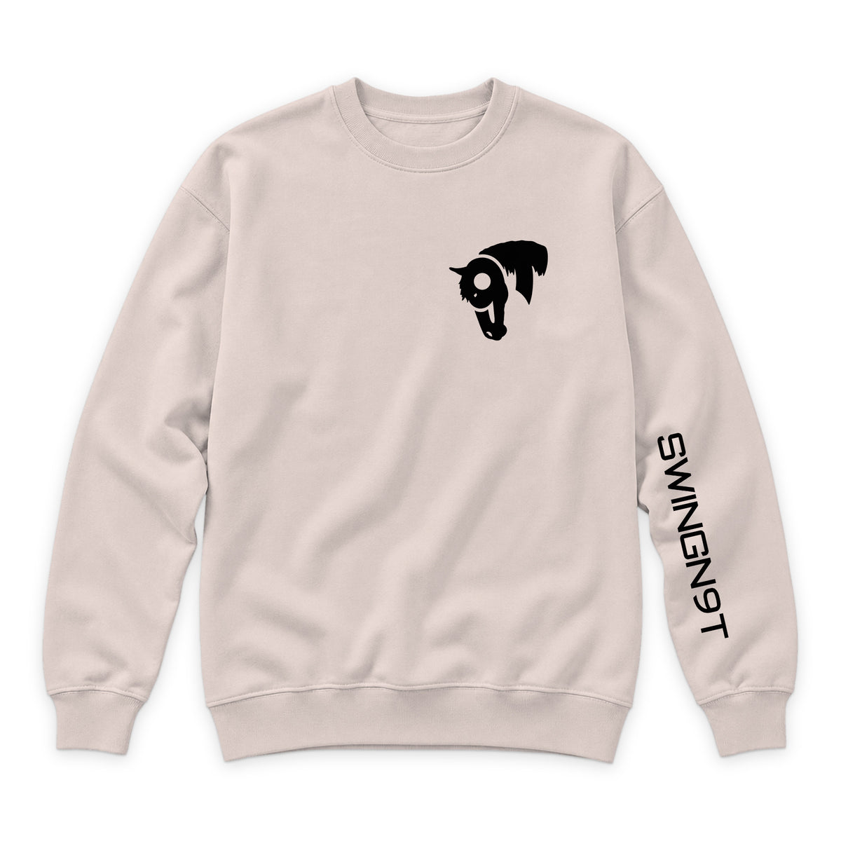 Fear No Valley Crewneck — Pale Pink — front view on white