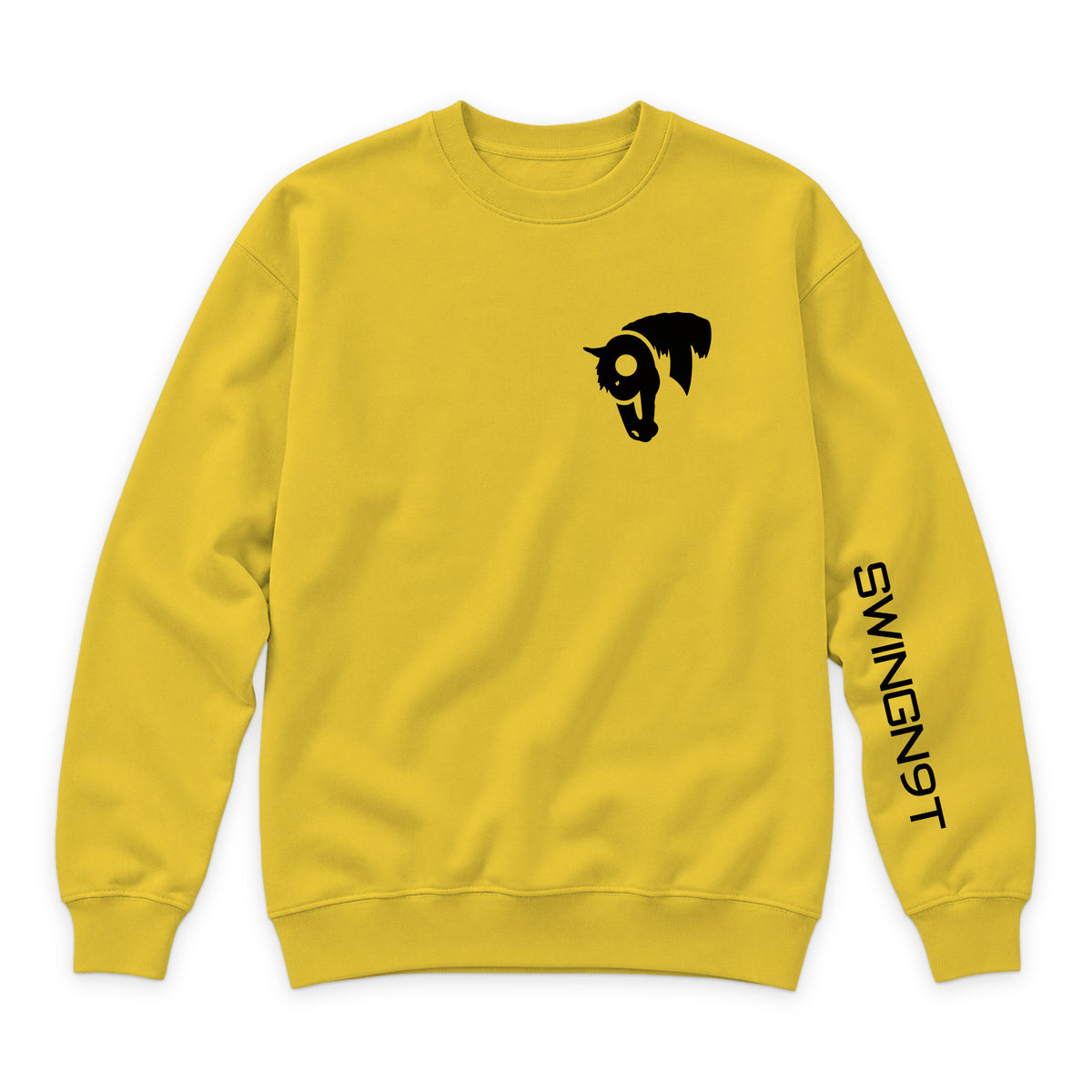 Fear No Valley Crewneck — Lemon — front view on white