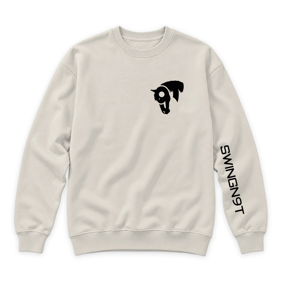 Fear No Valley Crewneck — Sandshell — front view on white