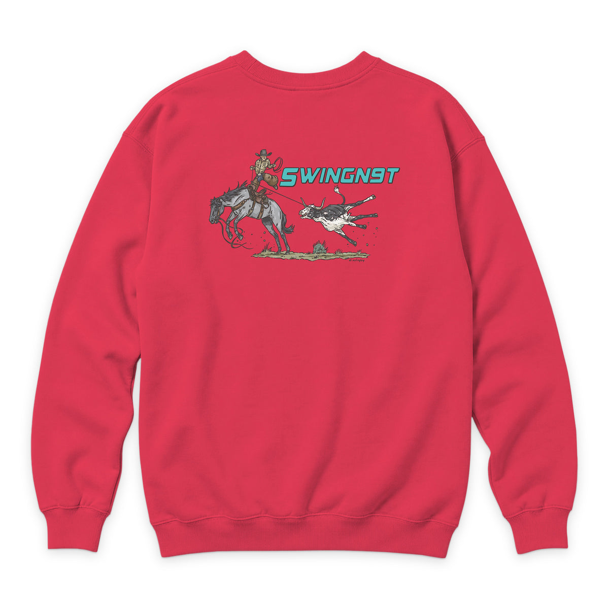 Dally Em Up Crewneck — Cardinal — back view on white