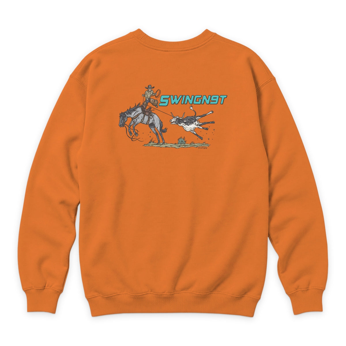 Dally Em Up Crewneck — Carrot — back view on white